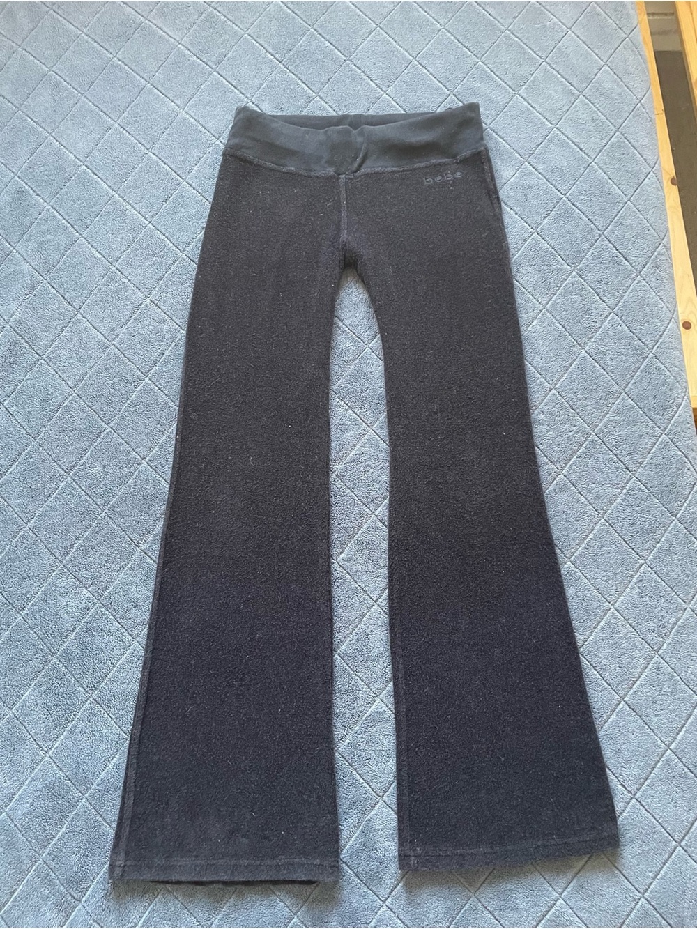 bebe Black Flare Velour Yoga Pants